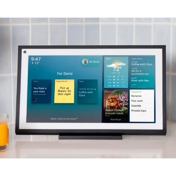 203507-1200-auto Amazon Echo Show 15 Asistente de Voz 15.6" Full HD, Alámbrico, Negro/Blanco