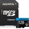ADATA 128 GB Tarjeta de Memoria Micro SDXC con Adaptador Color Negro con Azul A1 (Clase 10)