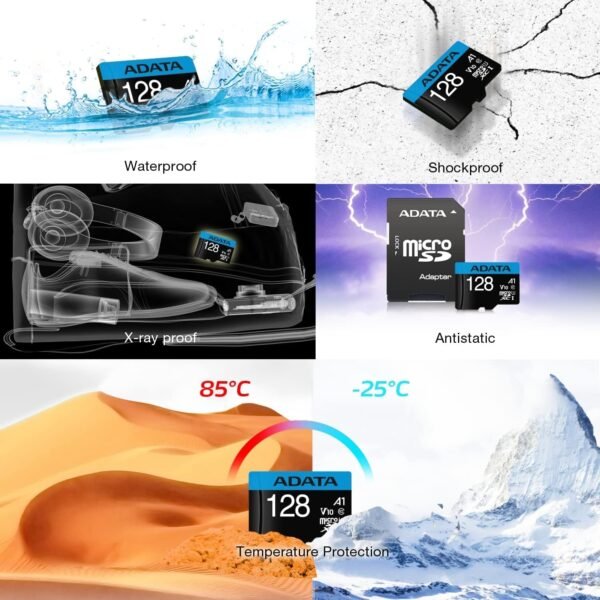 71V10FIr9TL._AC_SL1500_ ADATA 128 GB Tarjeta de Memoria Micro SDXC con Adaptador Color Negro con Azul A1 (Clase 10)