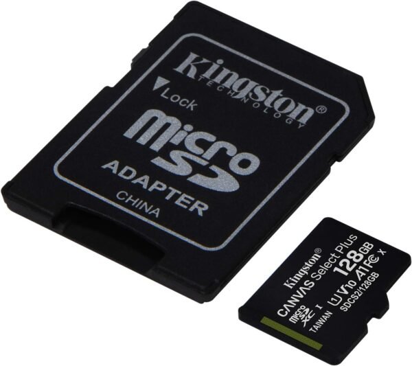 71cjcvpuRFL._AC_SL1500_ Kingston MicroSDXC Select Plus 128GB (Con Adaptador a SD) Clase 10, UHS-I, U1, V10 Lectura: 100MB/s (SDCS2/128GB)