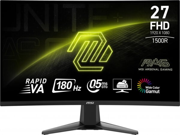 CP-MSI-MAG27C6F-8335f2 MONITOR LED MSI 27" (MAG 27C6F) 1920X1080 FULL HD,CURVO, 180 HZ, 1MS, 2*HDMI, 1*DP