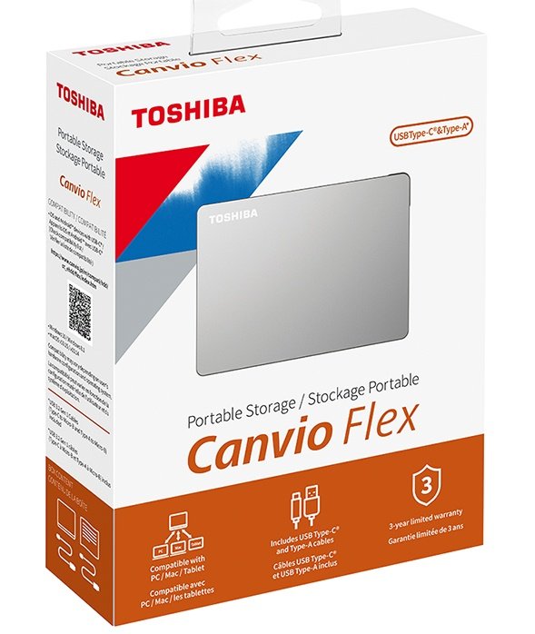 CP-TOSHIBA-HDTX120XSCAA-1 Toshiba 2TB - Canvio Flex, USB 3.0 y Tipo C