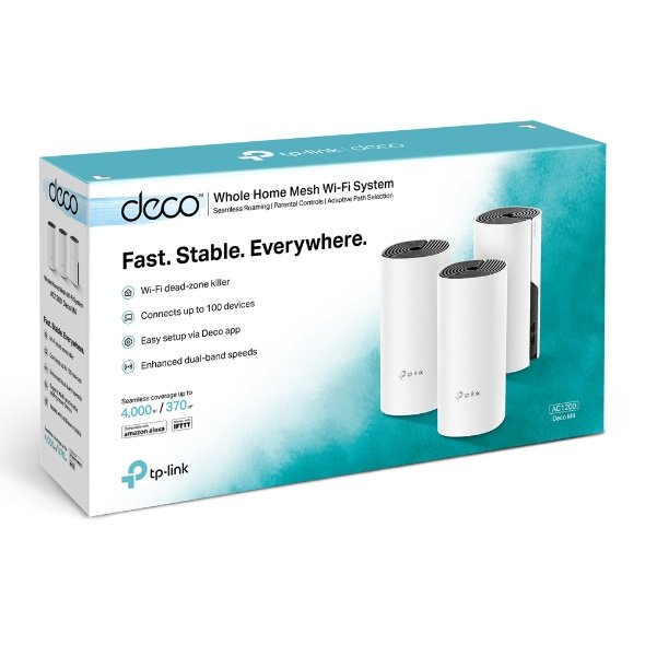 Router TP-Link con Sistema de Red Wi-Fi en Malla AC1200 Deco M4, 867 Mbit/s, 2x RJ-45, 2.4/5GHz - 3 Piezas